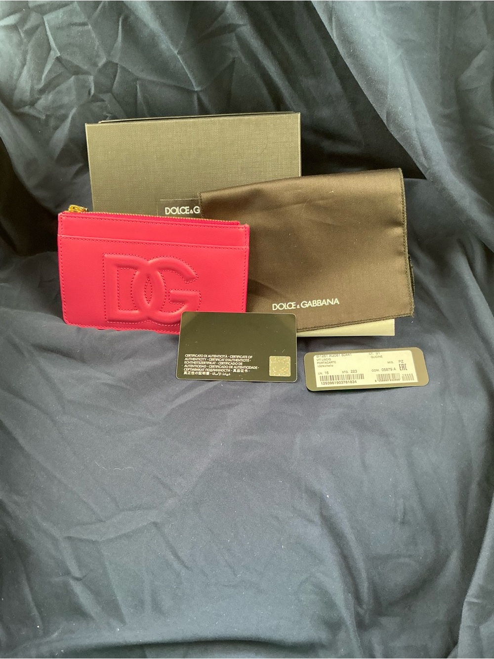Dolce & Gabbana Hot Pink Embossed DG Zip Card Case